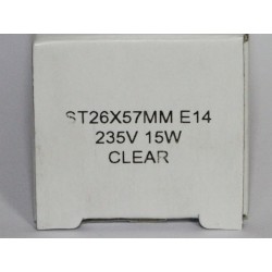 ST 26X57 MM, E14 15W 230V CHIARO 