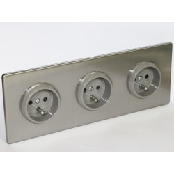 Prise de courant triple GOVENA METG1P.3S acier brossé Metal Line