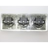 Triple power socket in brushed steel – GOVENA Metal Line – close-up
