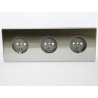 Triple power socket in brushed steel – GOVENA Metal Line – another view