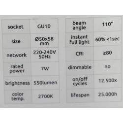 СВЕТОДИОДНЫЕ GU10 7W/827 