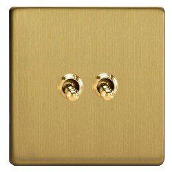 GOVENA double teardrop toggle lever switch in brushed brass – Metal Line