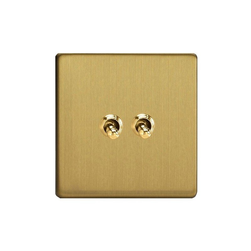 GOVENA double teardrop toggle lever switch in brushed brass – Metal Line