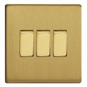 Interruttore triplo GOVENA METZ2E3SB-D Ottone spazzolato – Metal Line