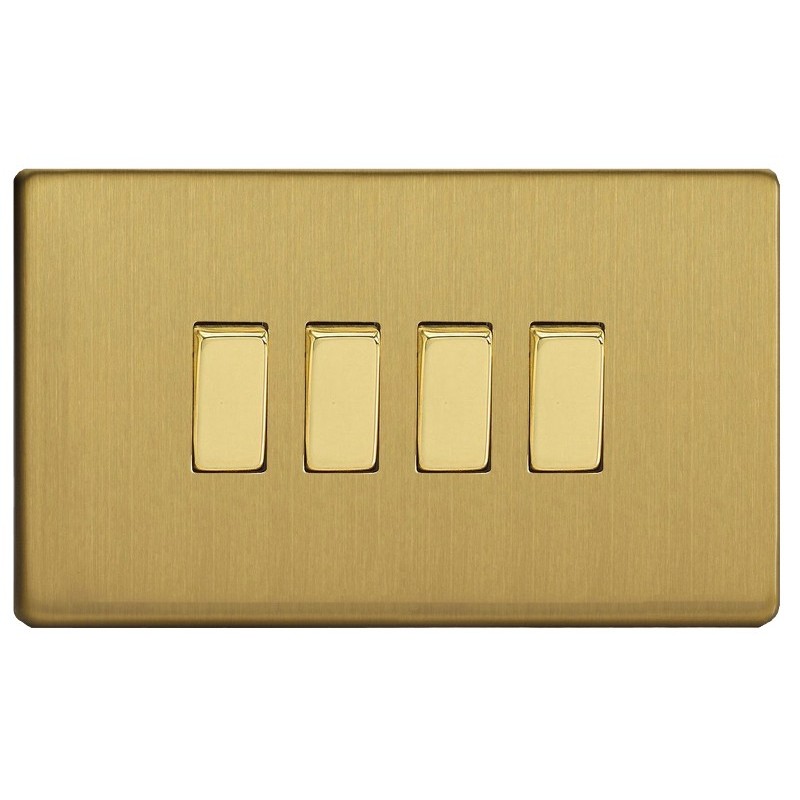 GOVENA METZ2E4.1B-D – Vierfachschalter gebürstetes Messing, Metal Line