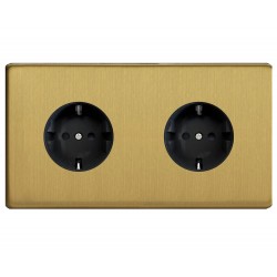 GOVENA METG1S.2B-B-DD – Double Schuko socket brushed brass, Metal Line
