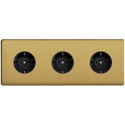 Tomada tripla tipo Schuko (Alemanha) GOVENA METG1S.3B-B-DD Latão escovado – Metal Line