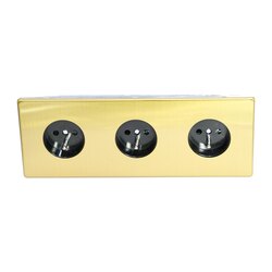 GOVENA METG1P.3B-B-DD – Dreifachsteckdose gebürstetes Messing, Metal Line