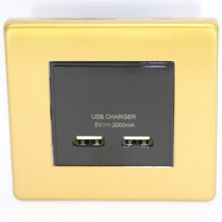 Presa doppia USB di ricarica GOVENA MET2XUSBCHARGB-B Ottone spazzolato – Metal Line