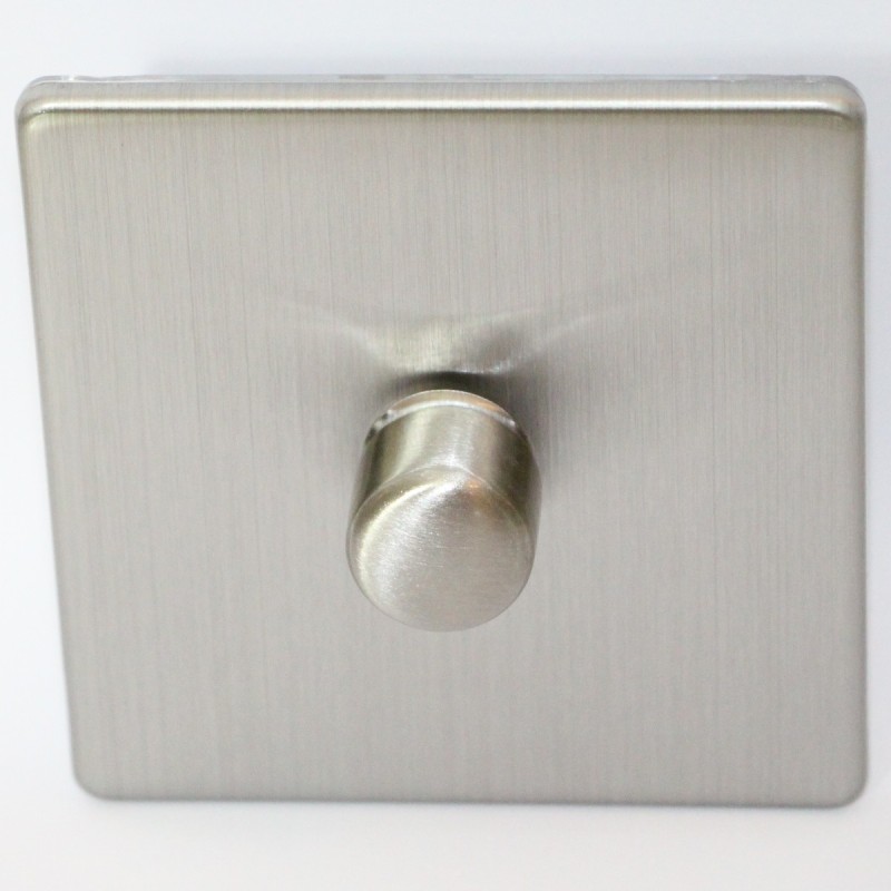 LED-draaidimmer GOVENA METPRO-250-LED-S-D van geborsteld staal – Inbouwdimmer 250W