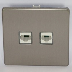 Doppel-RJ45-Dose Cat.6 UTP aus gebürstetem Edelstahl – GOVENA Metal Line