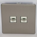 Prise double RJ45 Cat.6 UTP en acier brossé – GOVENA Metal Line