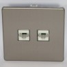 Dubbele RJ45 Cat.6 UTP-aansluiting in geborsteld staal – GOVENA Metal Line