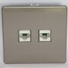 Διπλή πρίζα RJ45 Cat.6 UTP από βουρτσισμένο ατσάλι – GOVENA Metal Line – άλλη όψη