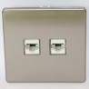 Prise double RJ45 Cat.6 UTP en acier brossé – GOVENA Metal Line – vue détaillée