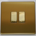 GOVENA METZ2E2SB-D – double switch brushed brass, Metal Line