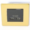 USB-Doppel-Ladesteckdose GOVENA MET2XUSBCHARGB-B Gebürstetes Messing – Metal Line – Ansicht 1
