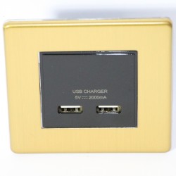 Double USB charging socket GOVENA MET2XUSBCHARGB-B Brushed brass – Metal Line – view 2
