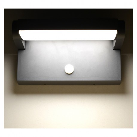 Applique Murale Orientable LED 12W 720 LM Détecteur 3000°K Gris IP54