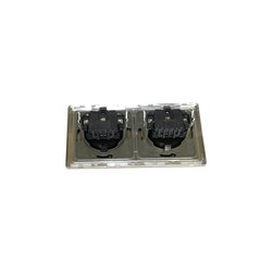 GOVENA METG1P.2B-B-DD – Toma de corriente doble latón cepillado, Metal Line