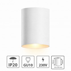 Plafonnier CHLOE Blanc Intérieur IP20 GU10 230V - 55x100 mm