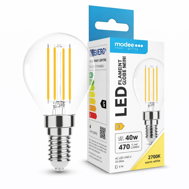 LED Filament Lampe E27 G45 4W 2700K Warmweiß 470 Lumen 360° Beleuchtung ErP