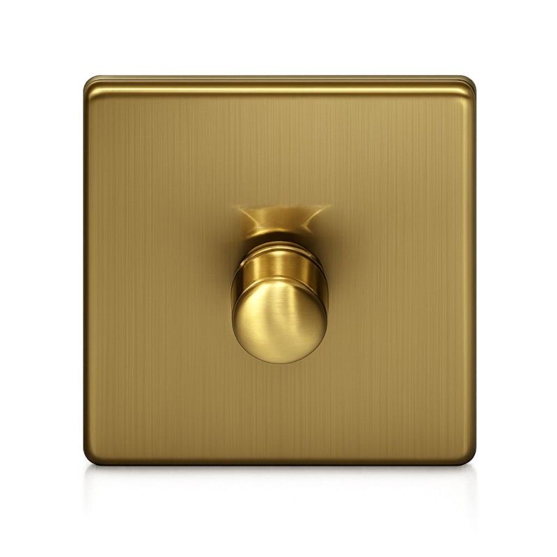 Switch dimmer rotary in geborsteld messing