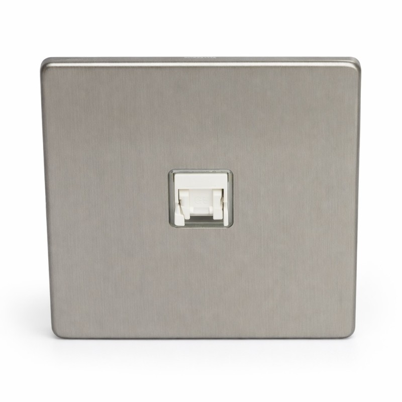 Internet socket RJ 45 cat. 6 brushed steel