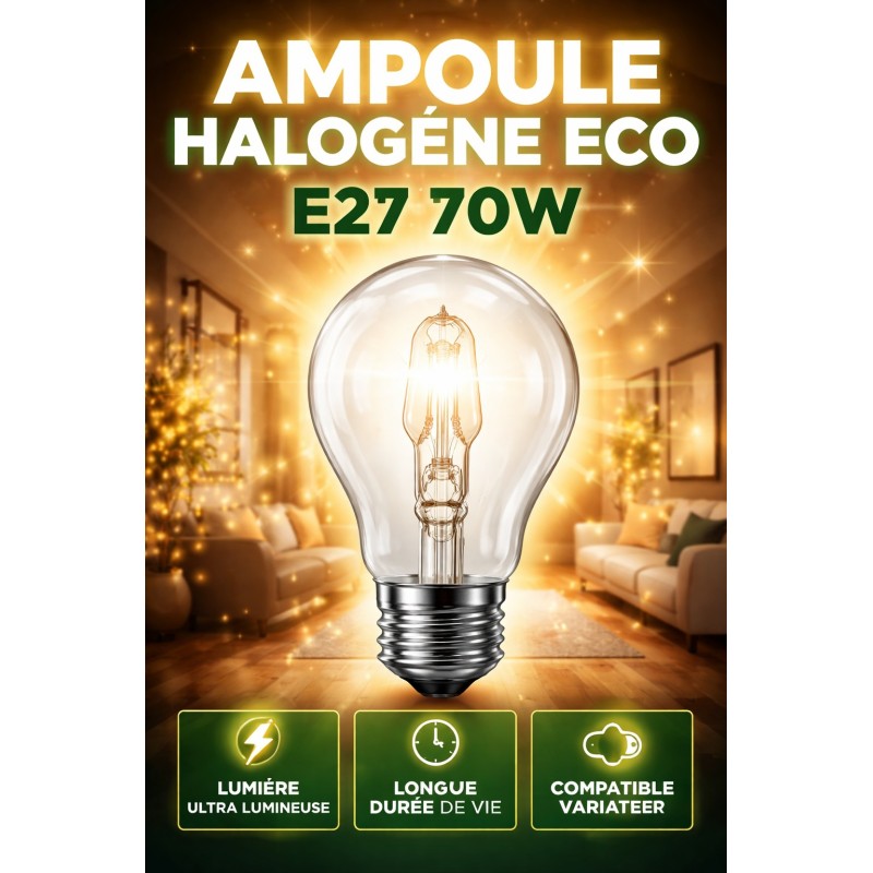 Lampadina Alogena ECO E27 70W Dimmerabile – Luce Calda 2700K