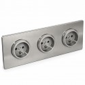 Prise de courant triple GOVENA METG1P.3S acier brossé Metal Line