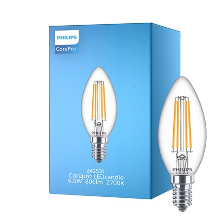 Κερί LED filament PHILIPS CorePro E14 6,5W (60W) 827