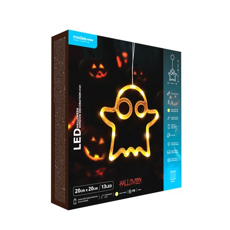 LED-Halloween-Fensterdekoration mit Batteriebetrieb Modee H101 (13 LED, H20x20mm)