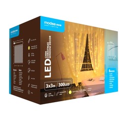 LED-Lichtervorhang für Weihnachten mit Netzbetrieb Modee C3006 (300LED/3m x 3m) warmweiß