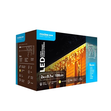 Grinalda LED de Natal de rede Modee C2019 extensível (100LED/2m/H70cm) branco quente