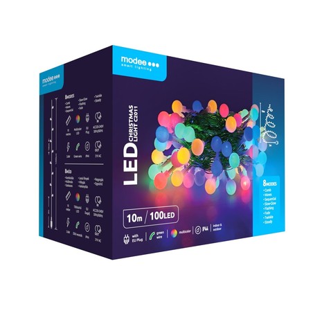 LED-Perlen-Lichterkette mit Netzbetrieb Modee (100LED/10m/10cm) mehrfarbig