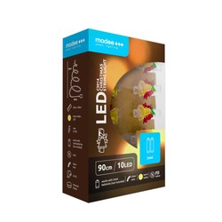 Grinalda decorativa LED de Natal a pilhas com molas Modee C3014 (10LED/120cm/10cm) branco quente