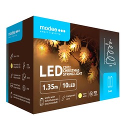 LED-Weihnachts-Dekolichterkette mit Batteriebetrieb Modee C3012 (10LED/165cm/15cm) warmweiß