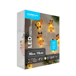 Batteridriven dekorativ LED-julljusslinga Modee C3023 (10LED/120cm/10cm) varmvit