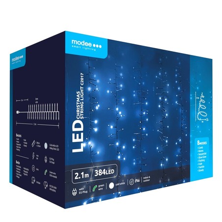Catena luminosa LED natalizia a corrente Modee C2017 (384LED/2.1m) bianco freddo
