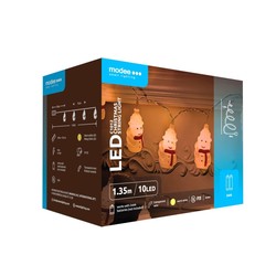 LED-kerstlichtsnoer op batterijen Modee C1012 (10LED/1.35m/15cm) warm wit