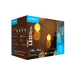 Grinalda LED de Natal a pilhas Modee C1015 (10LED/1.35m/15cm) branco quente