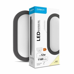 Ovale LED-bulkheadlamp Modee 12W 4000K (195x94x38mm) IP65 (1080 lm) zwart