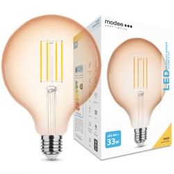LED-Filamentlampe bernsteinfarben Modee G125 4W E27 320° 1800K (360 lm)