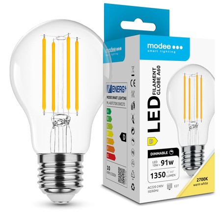 Bombilla LED de filamento Modee A60 10W E27 360° 2700K (1350 lm) regulable