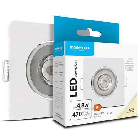 Vierkante LED-downlight Modee 4,8W 4000K IP20 80xH32mm ROT (420 lm) wit