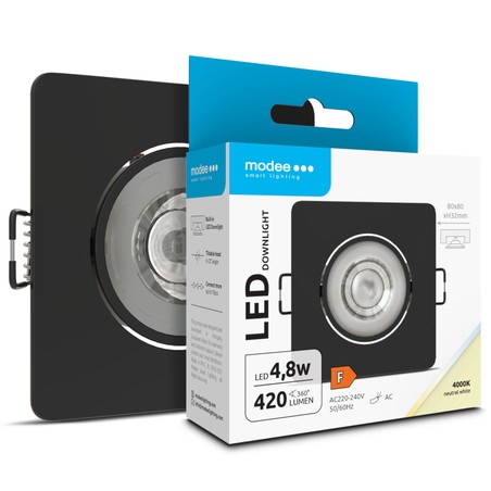 Downlight LED quadrado Modee 4,8W 4000K IP20 80xH32mm ROT (420 lm) cor preta