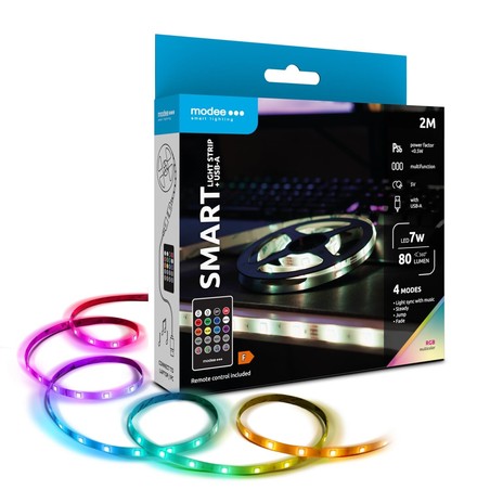 LED strip with remote control Modee 7W IP20 RGB + USB (80 lm) 2M