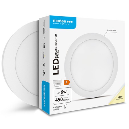 Rund utanpåliggande LED-panel Modee 6W 4000K (450 lm) serie A