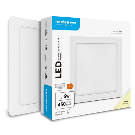 Kwadratowy panel LED natynkowy Modee 6W 4000K (450 lm) seria A