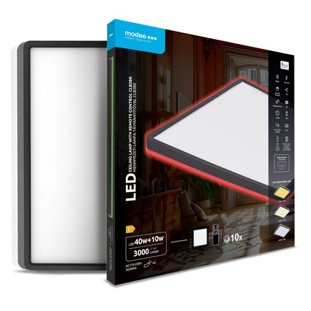 Потолочный светодиодный светильник Modee CLB3 40+10W 3CCT+RGB 400x400mm + пульт (4000 lm)